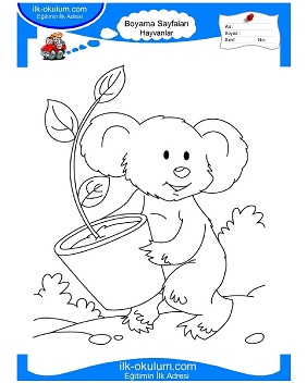 Çocuklar İçin Koala Boyama Sayfaları 